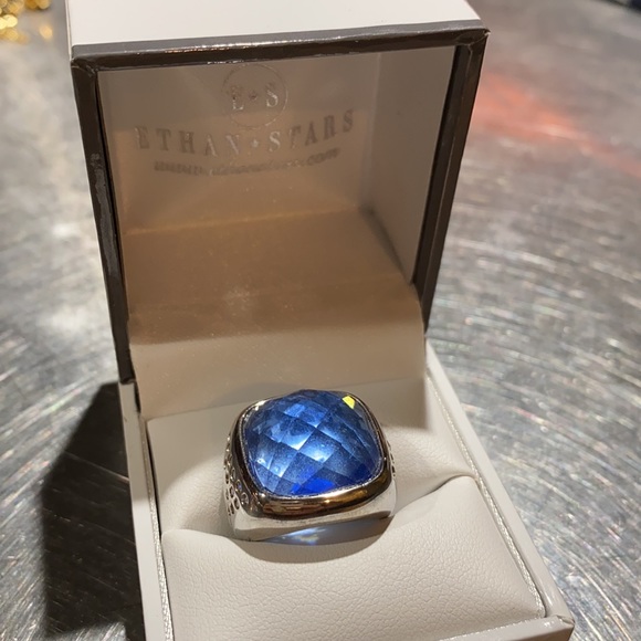 Ethan Stars sterling silver blue square ring - Picture 5 of 10